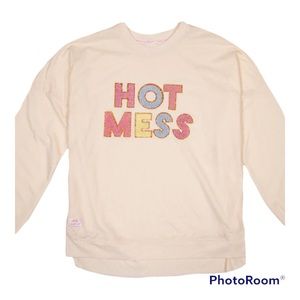 SIMPLY SOUTHERN SPARKLE HOT MESS LONG SLEEVE JERSEY CREW T-SHIRT..XL WORN ONCE